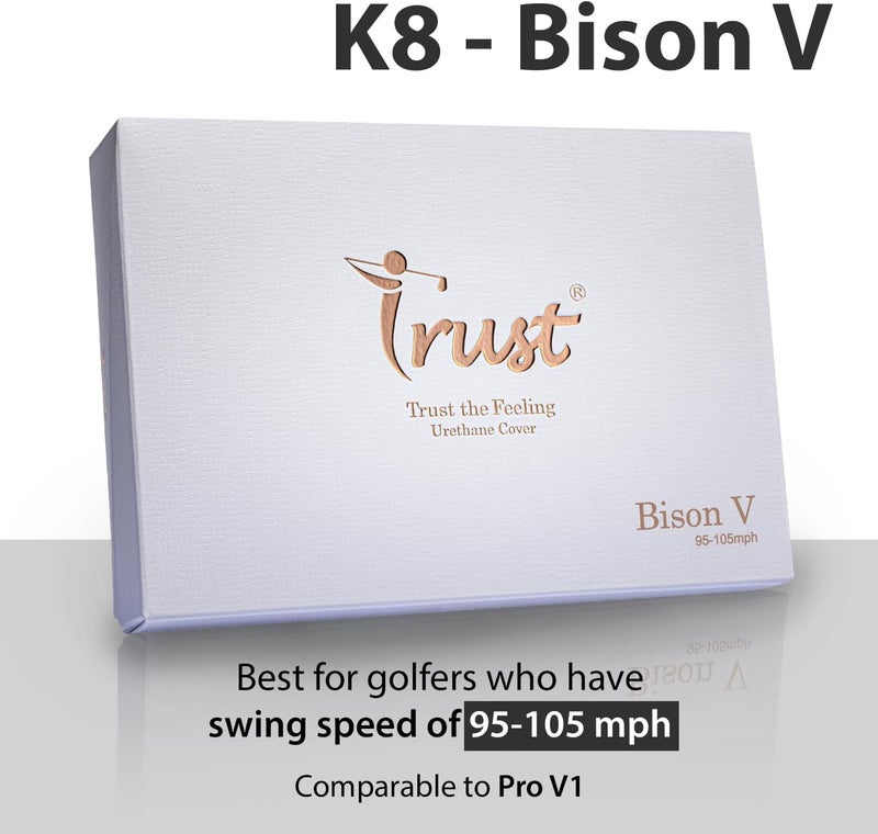 Trust Golf Ball I K8 Bison I Urethane Cover with Reactive Core I 3-Pcs I for Different Swing Speed I 12, 48, or 100 Balls I - Image 2